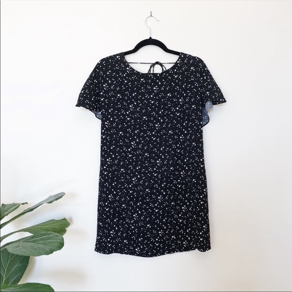 Zara | Black Star Print Ruffle Mini Dress Size Sm - Picture 15 of 15